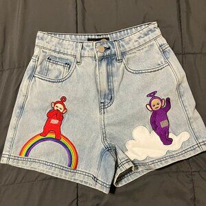 NEW Dolls Kill X Teletubbies Magical Surprises Embroidered Shorts Size XXS